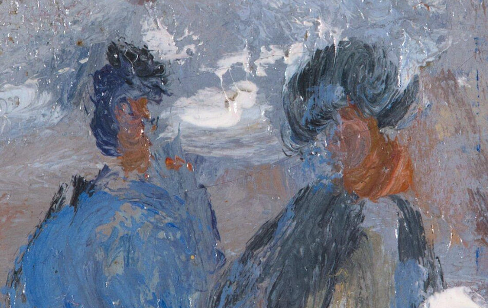 Two Figures Chatting on the Road (Snow at Argenteuil)